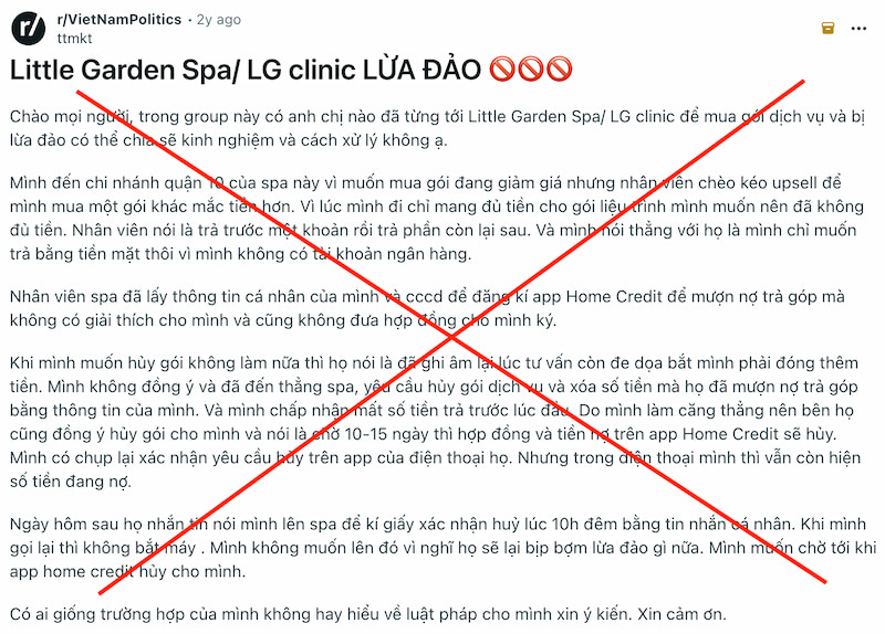 bài viết tố cáo lg clinic lừa đảo